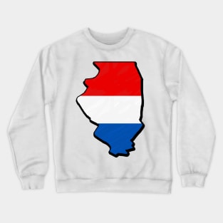 Red, White, and Blue Illinois Outline Crewneck Sweatshirt